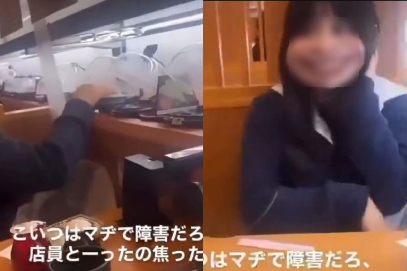 女子將壽司保鮮蓋打開並直接用手觸碰食物。圖／翻攝自X