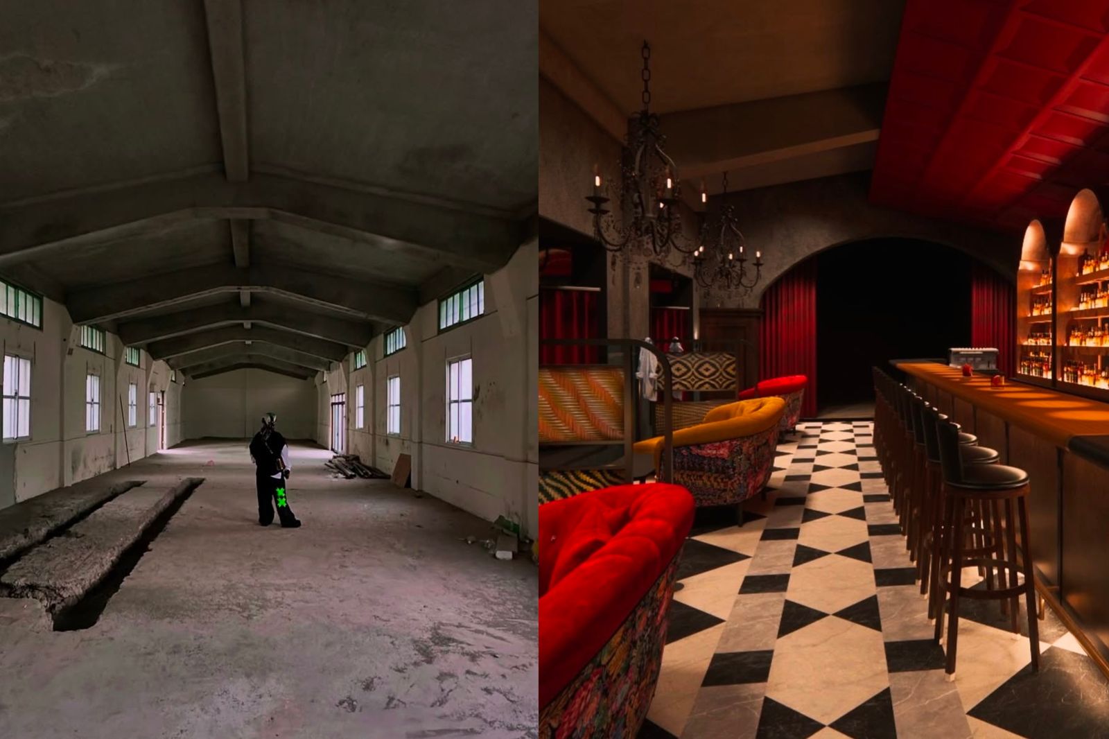 Sam分享台東新店裝修前後的對比照。翻攝sam_modx5 IG