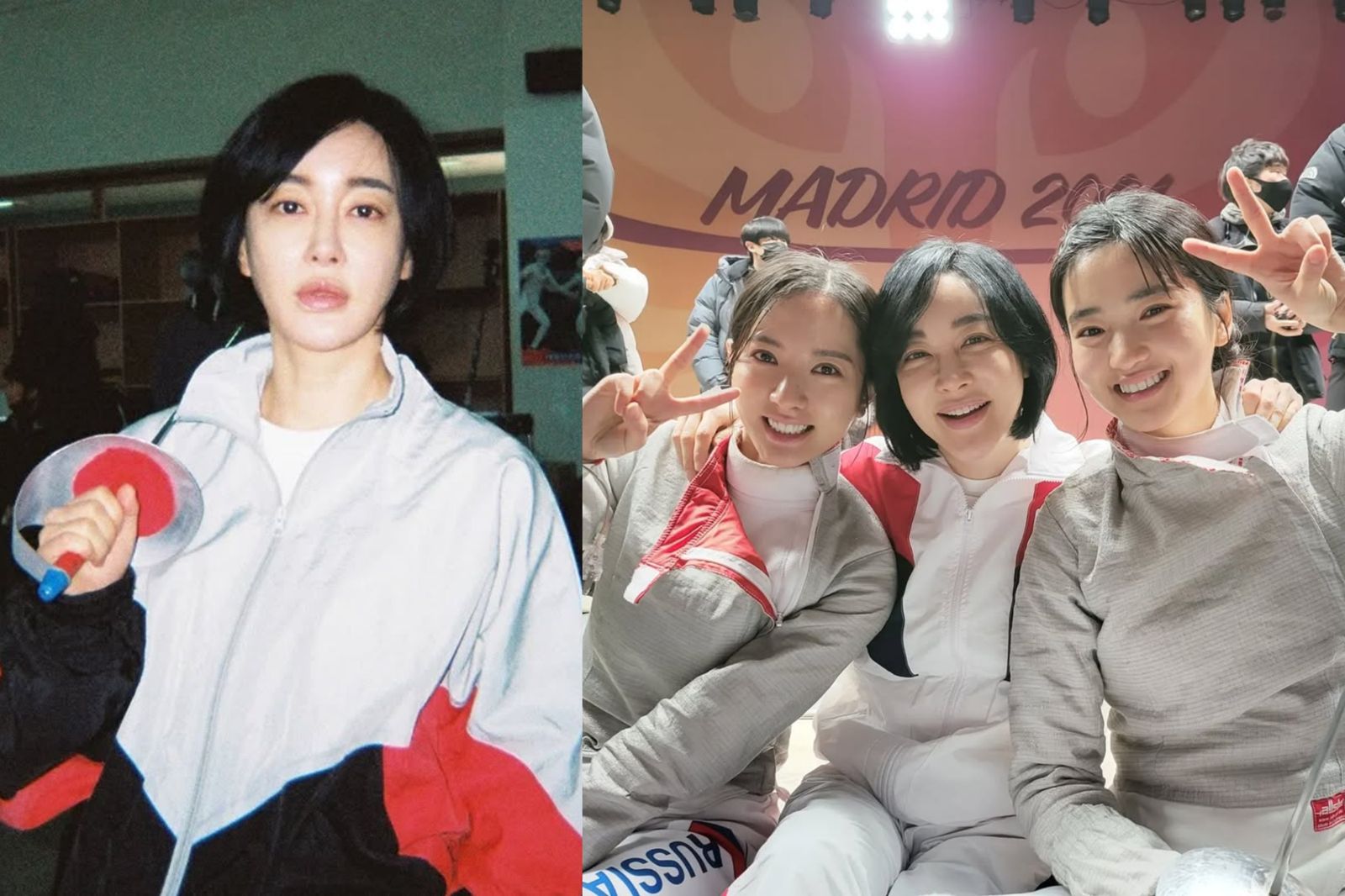 金惠恩曾在夯劇《二十五，二十一》飾演金泰梨（右圖右）的擊劍教練。翻攝IG@kimhyeeun11