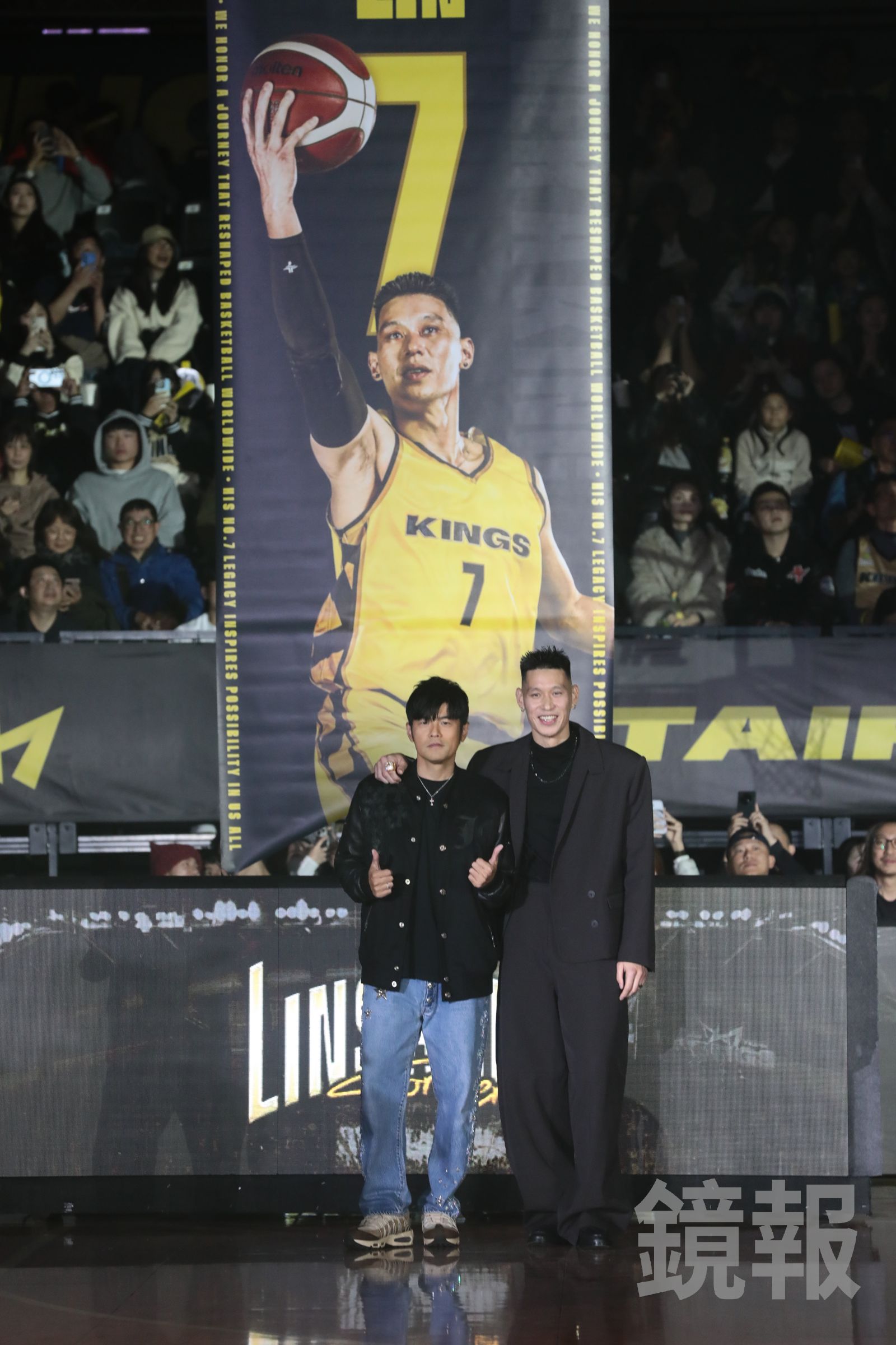 周杰倫與林書豪。林煒凱攝