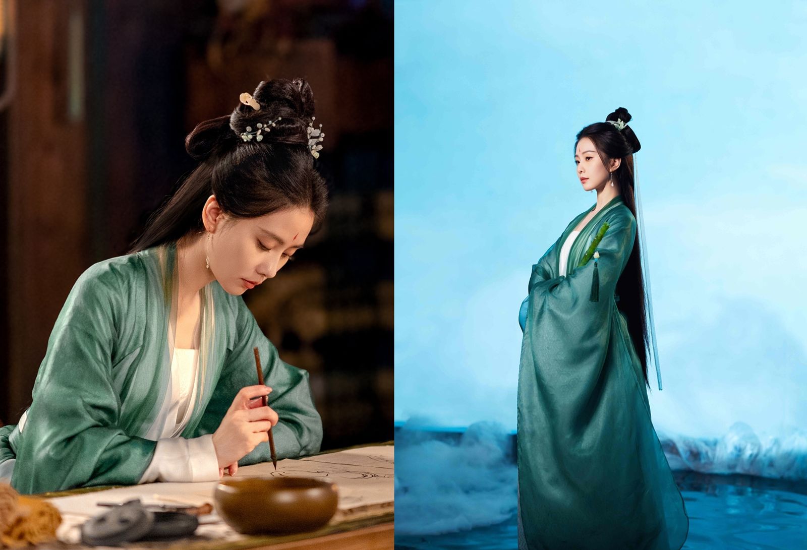 劉詩詩在《淮水竹亭》古裝扮相仙氣十足。翻攝「淮水竹亭」微博