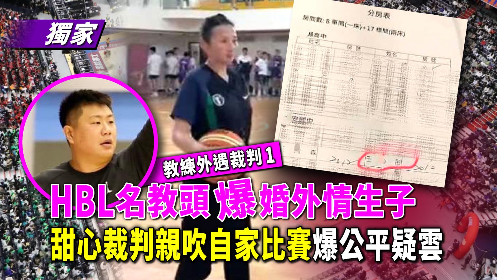 教練外遇裁判1/HBL名教頭爆婚外情生子 甜心裁判親吹自家比賽爆公平疑雲