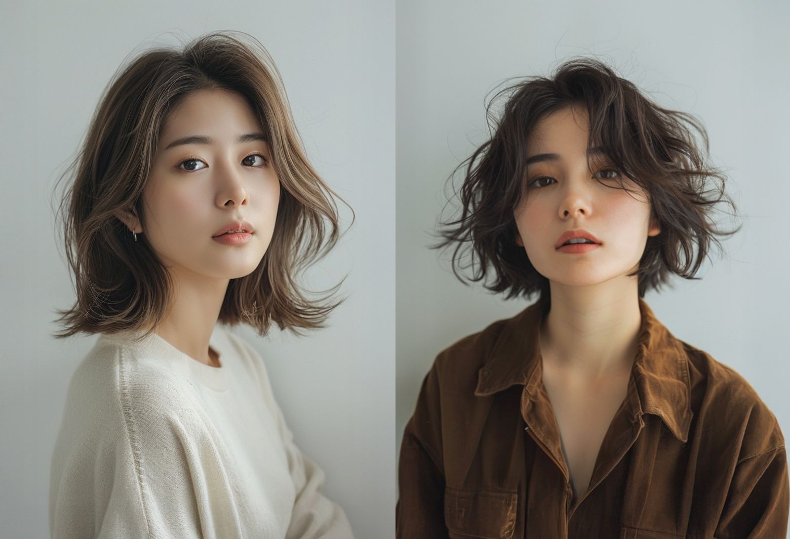 「栗子蒙布朗」（左）主打霧面質感，「海鹽舒芙蕾」（右）則強調空氣感與彈潤度。圖／AI輔助創作視覺，曼都髮型提供