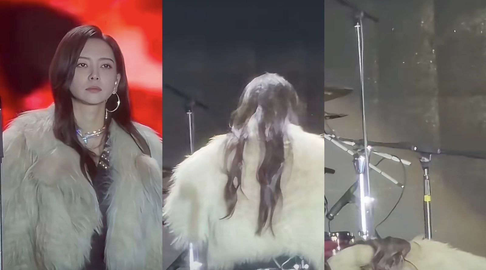 于文文1日在貴州戶外商演時面露不適，轉身後蹲在地上，下一秒癱軟倒地。翻攝＿人間獼猴桃＿微博