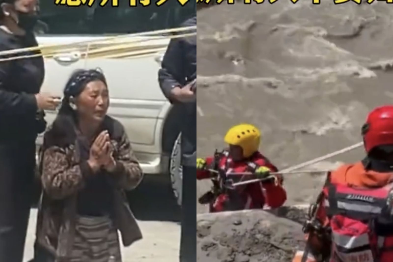 太快逃不了!西藏吉隆口岸遭泥石流狂襲成廢墟 搜救員對廢墟悲喊「有沒有人」