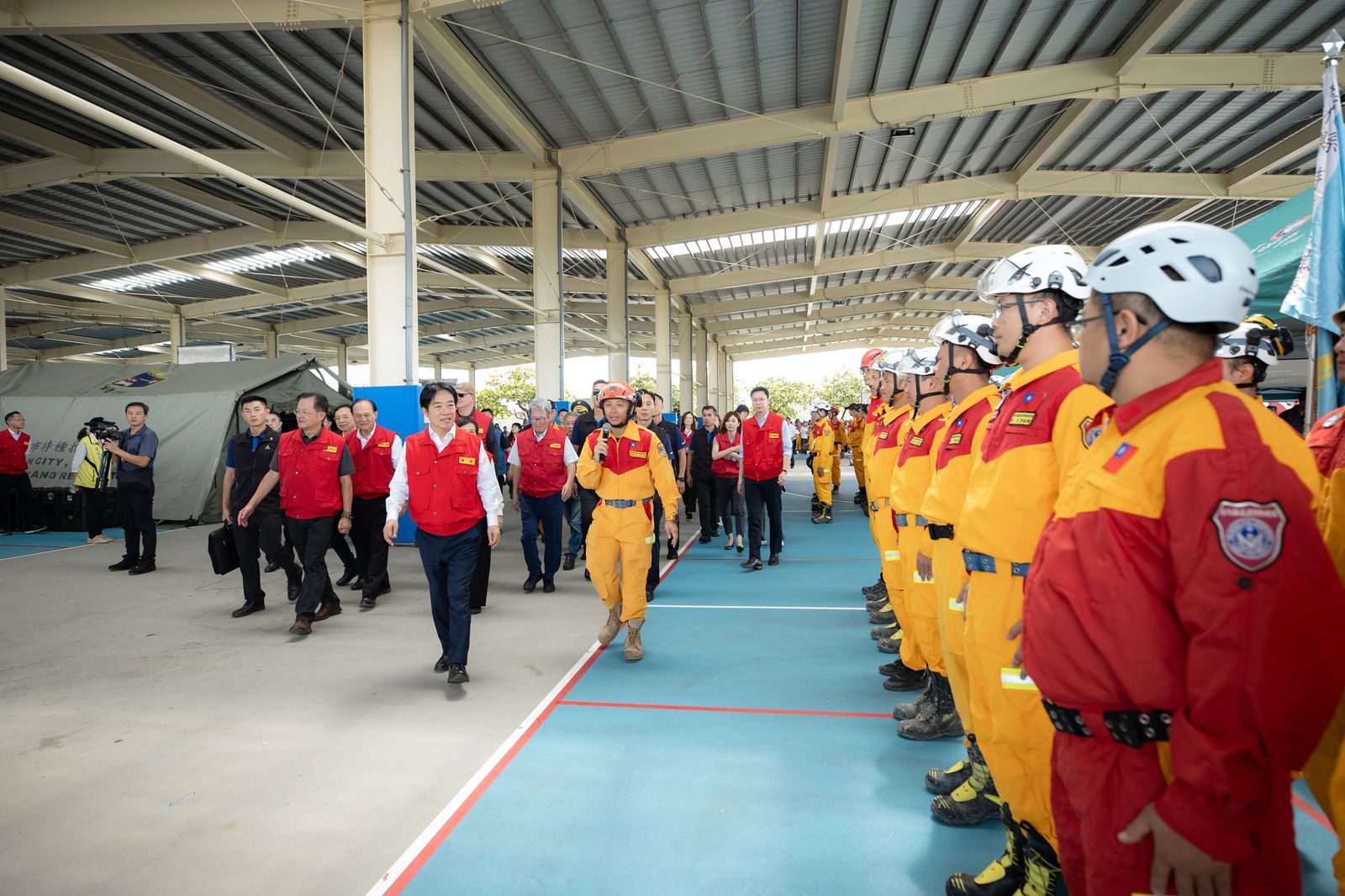 賴清德視導國家防災日大規模震災動員演練。（圖／總統府提供）