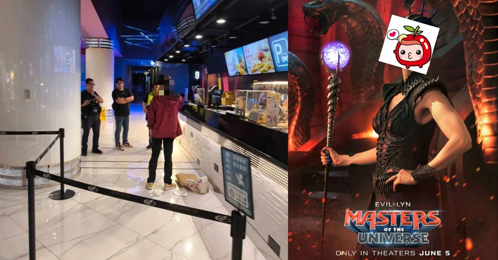 為了一張海報!影城男「自刎式」威逼店員 警持盾包圍、影城急拿「這張」換下尖刀