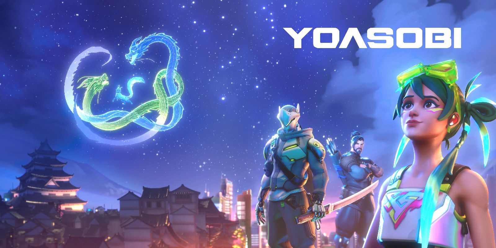 《鬥陣特攻》與YOASOBI合作活動全新短篇故事現已推出,玩家可與源氏一起前往東京,回憶他與半藏、霧子結伴度過的童年時光。圖/暴雪娛樂提供