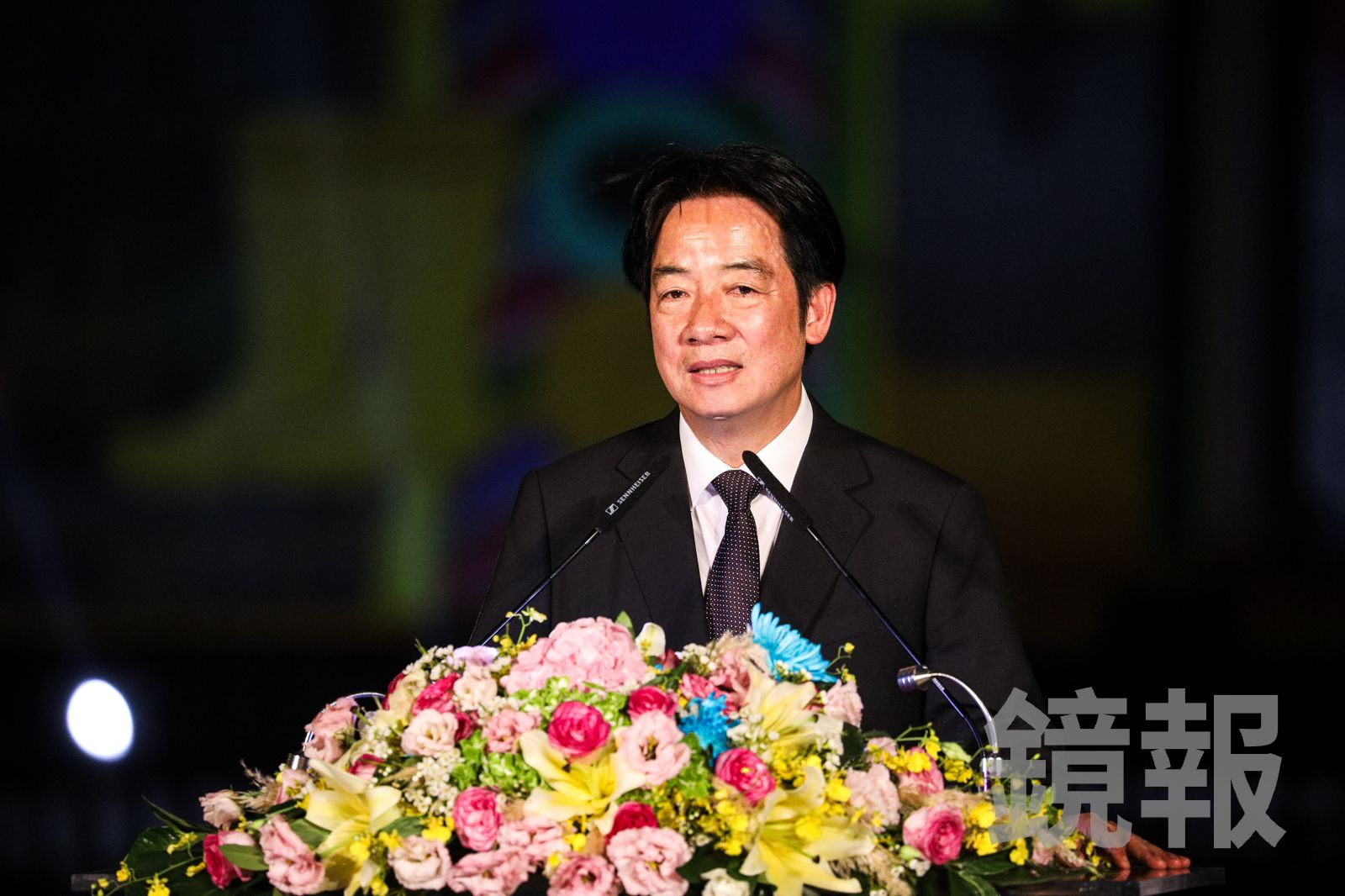 賴清德致詞時感謝除了向花蓮洪災罹難者表達哀悼，也向37萬鏟子超人致謝。（圖／鄒保祥攝）