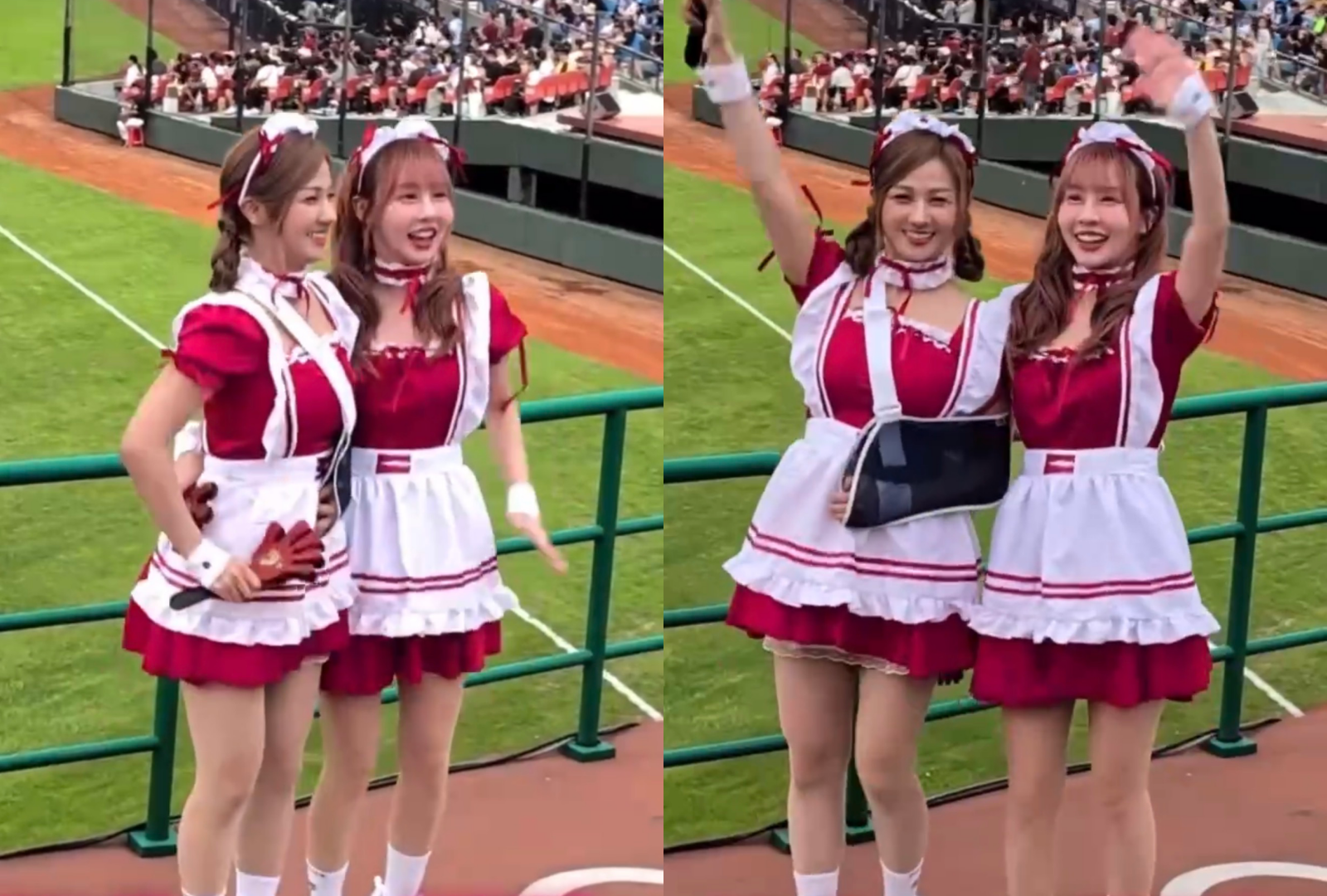 樂天女孩穆又甯「左肩肌腱磨損」！敬業帶傷上場應援　崔荷潾暖當左手救援