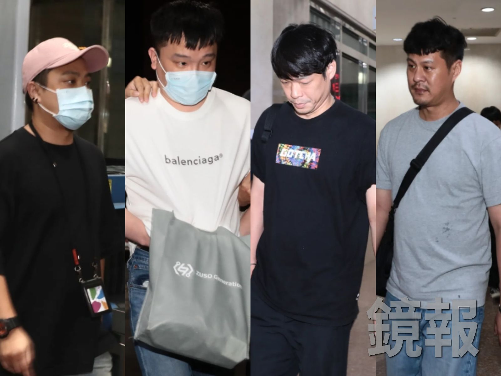 北檢起訴大安分局敦南所前警員許逸儒(左一)、隱餐酒負責人鄭淳駿(左二)、南港分局偵查隊前小隊長沈育呈(右二)與大安分局偵查隊前小隊長蔡仲衛(右一)。資料照