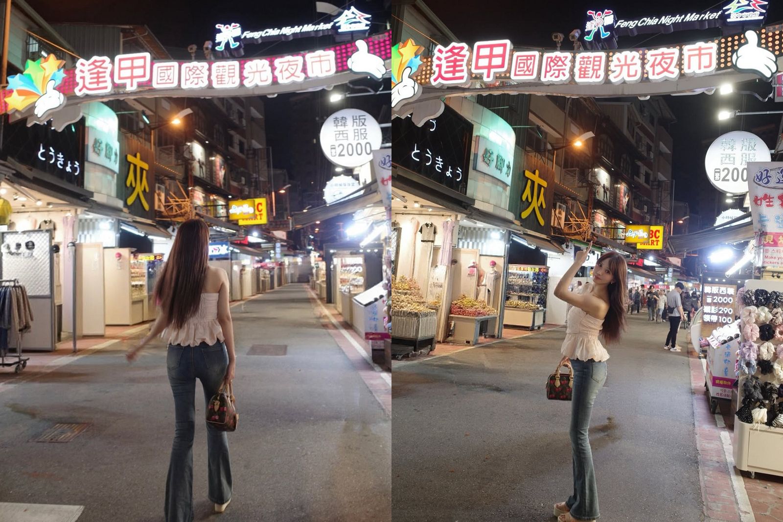 女星三上悠亞日前到台中逢甲夜市拍照,網友見道路上無人逛街,震驚表示「逢甲夜市怎麼整個蕭條沒落了?」。圖/翻攝自IG@yua_mikami
