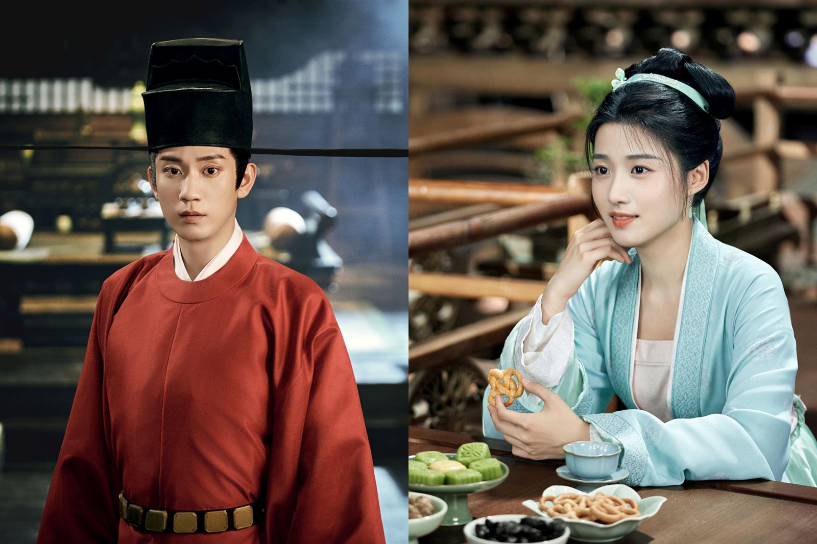 王子奇(左)、盧昱曉(右)為搭檔的陸劇《榜上佳婿》創造許多吻戲名場面。愛爾達電視提供
