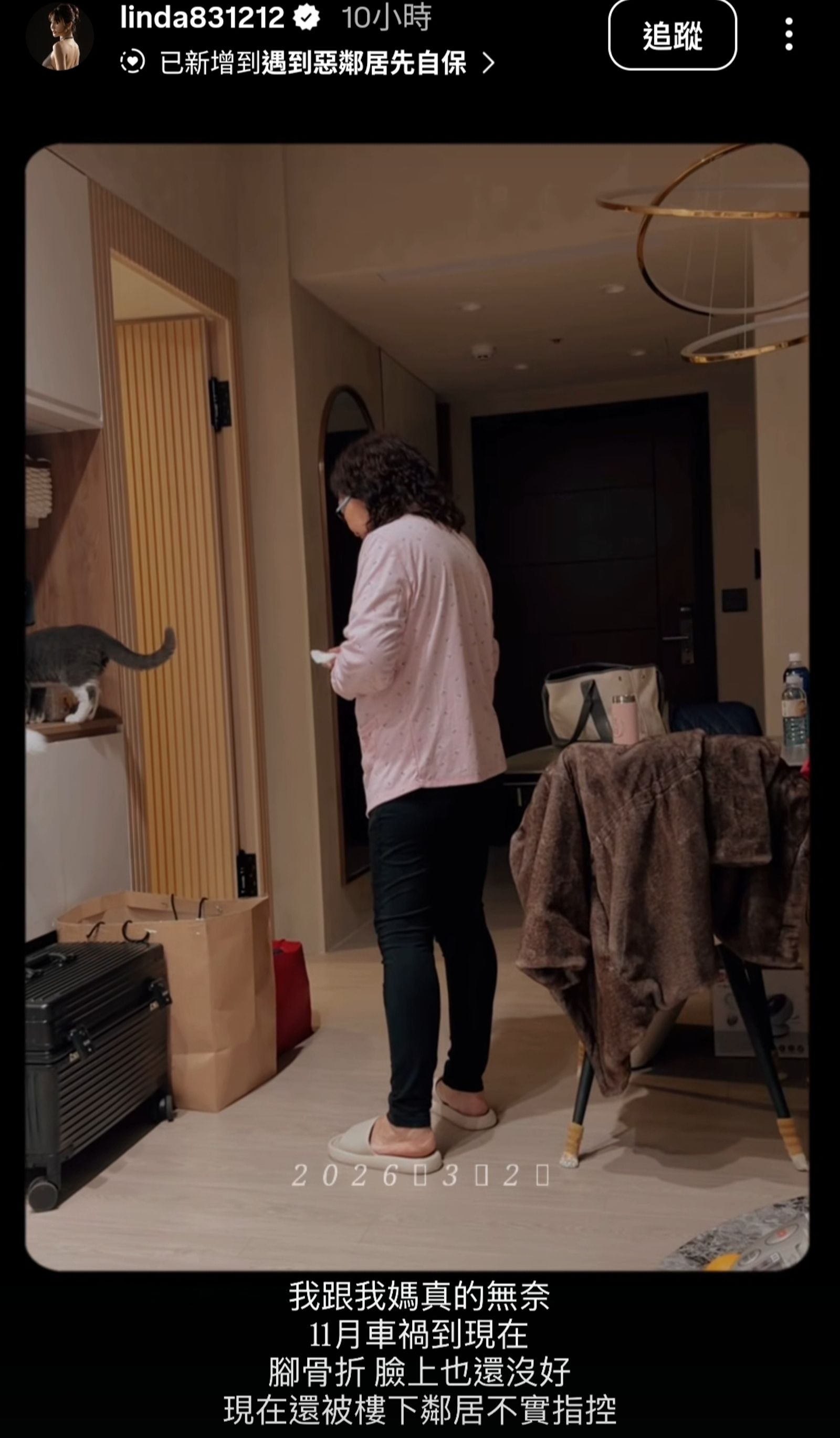 琳妲不捨母親受牽連。翻攝linda831212 IG限動