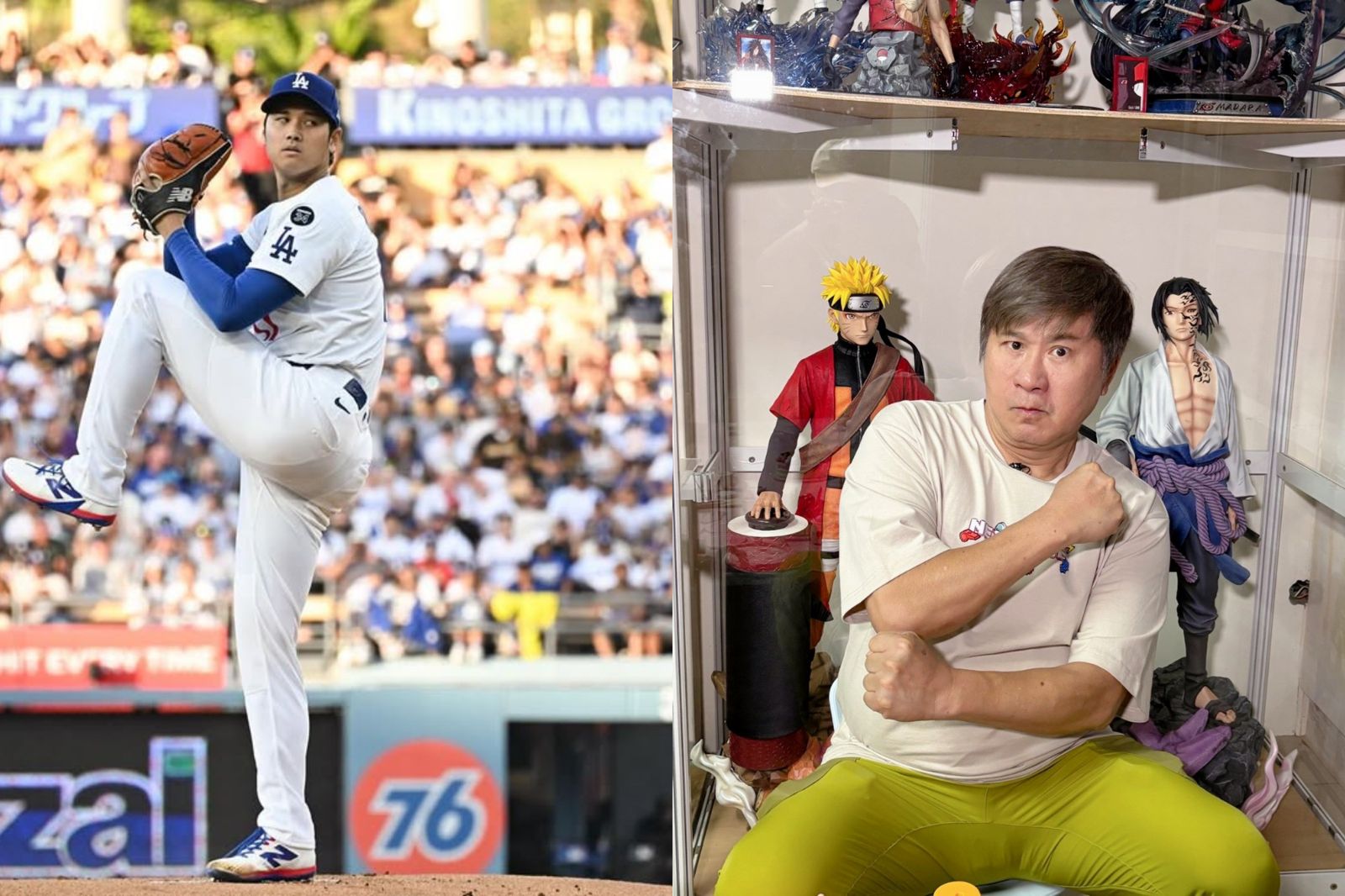 胡瓜想戴大谷翔平手套。圖/翻攝自Instagram @shoheiohtani、下面一位提供