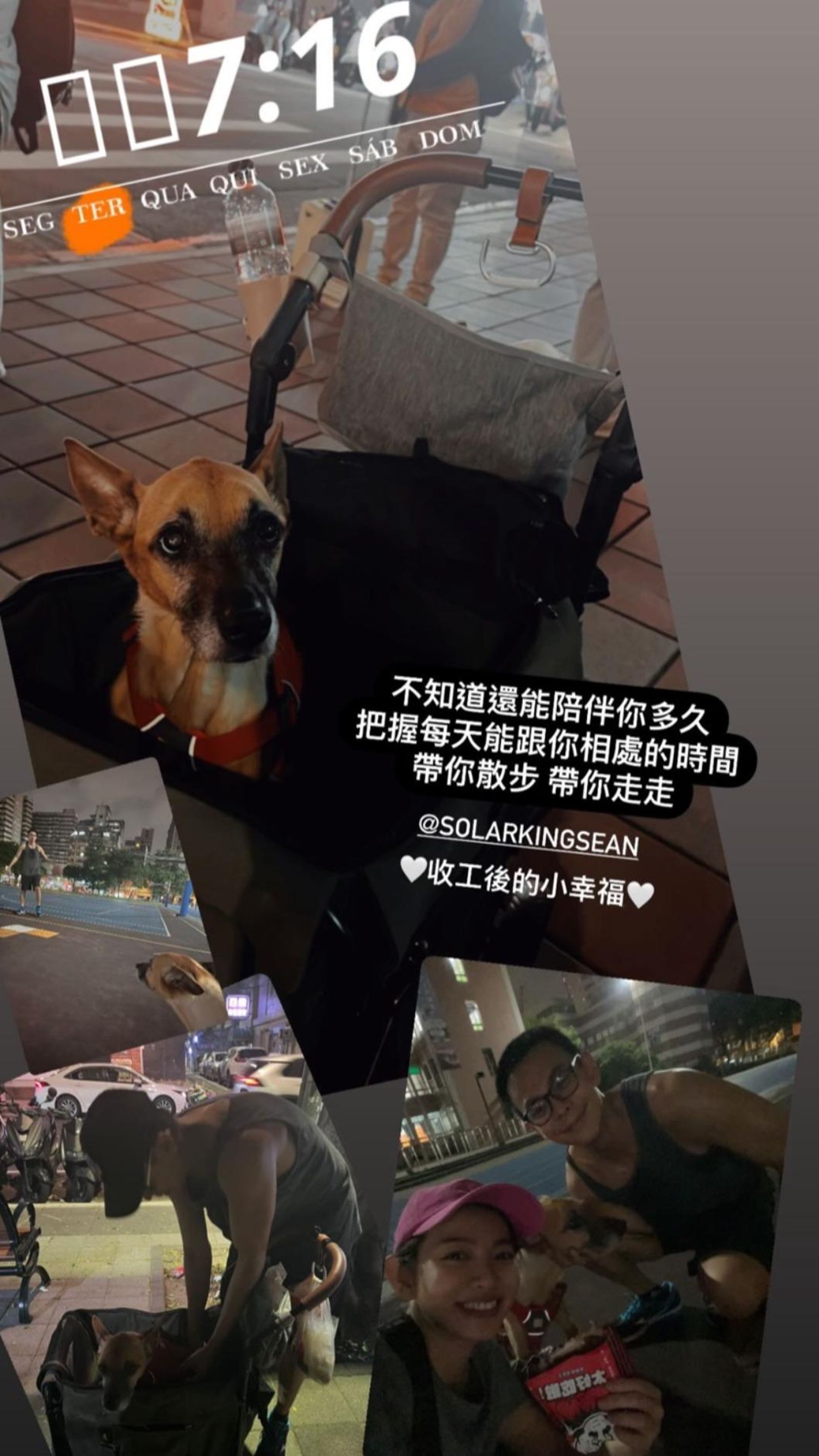 米可白與孫綻帶愛犬犬「錢錢」外出散步宣示好感情依舊。翻攝米可白IG