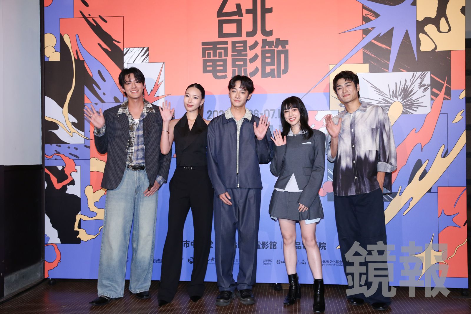余杰恩（左起）、許曦文、劉修甫、鄭煒齡、潘綱大出席《聰明鎮》台北電影節活動。董孟航攝