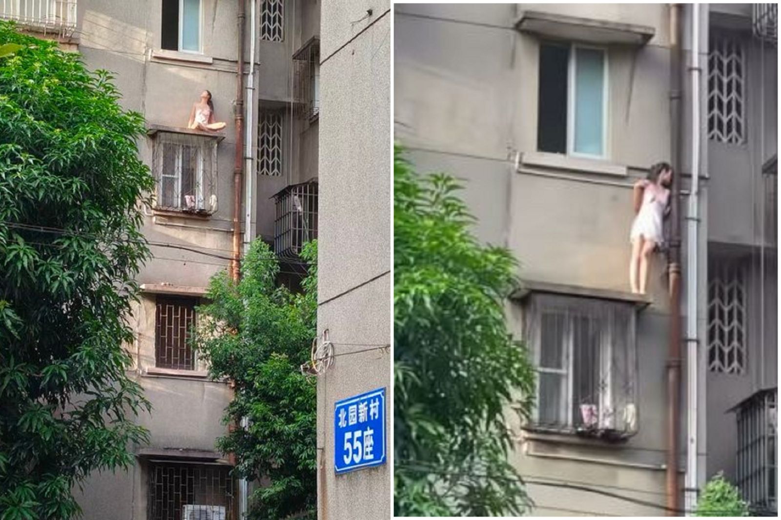 保密都不保密了!女半裸出逃秒變藝術片 民眾圍觀驚:一抹芳草芊芊