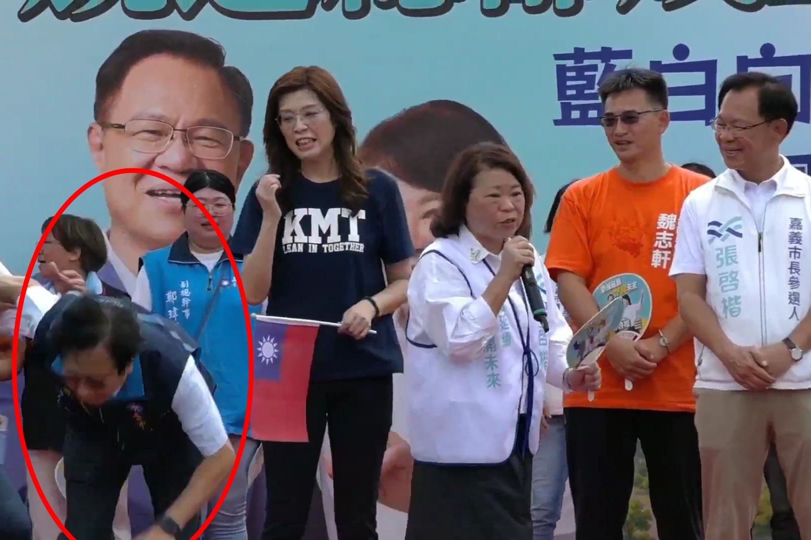 突然摔下台!張啓楷嘉義競總成立大會 藍黨部主委蔡明顯「暈倒流血」急送醫
