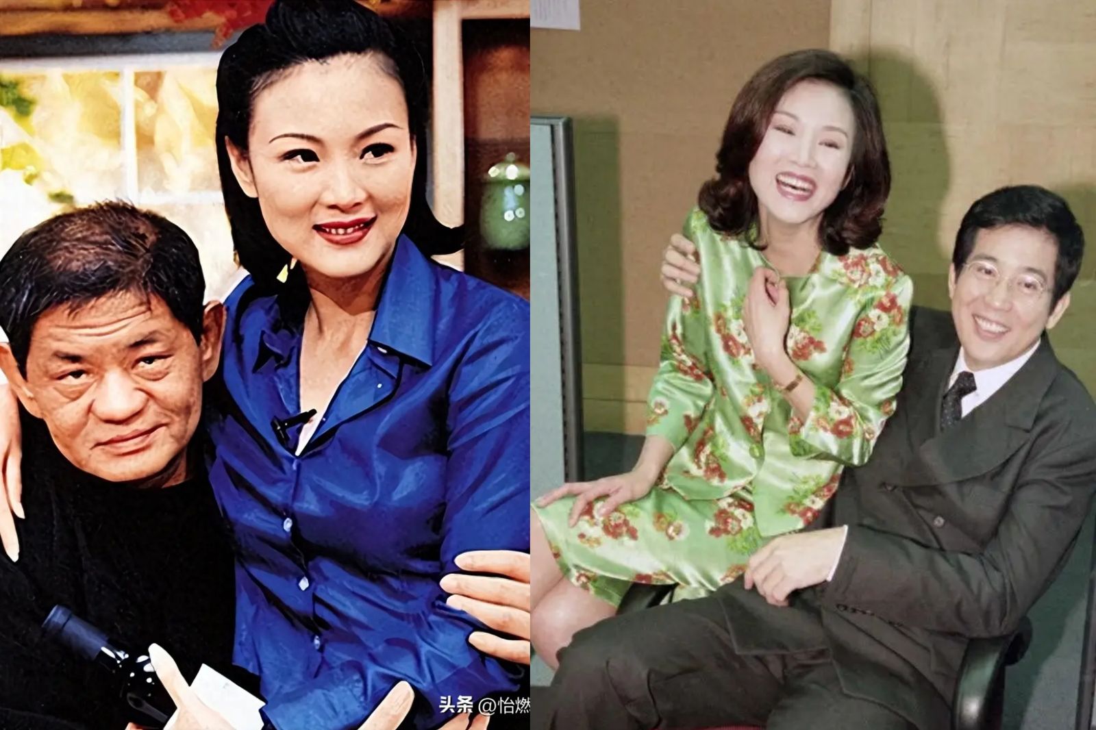 徐貴櫻當年和秦漢因合作《因為愛你》時擦出愛火(右圖),她為逃避與劉德凱的情傷,嫁給大20歲的股市聞人黃任中(左圖)。翻攝搜狐網