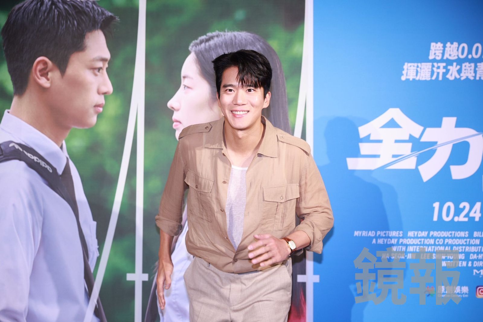 河錫辰來到台灣宣傳電影,重現短跑選手pose。劉耀勻攝