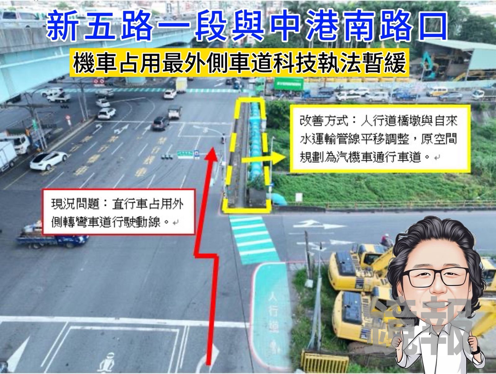 因路段動線設計問題,該路段科技執法半年開罰超過5000件引發民怨。陳明義提供