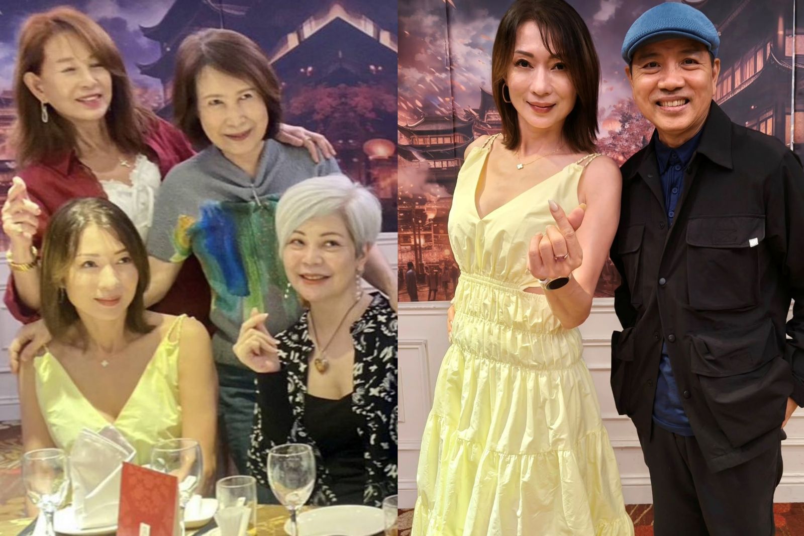 陳凱倫（右一）記錄現場淡出螢光幕的藝人嘉賓溫翠蘋（右二）、周丹薇（左上一）、胡翡翠（左下二）。翻攝陳凱倫臉書