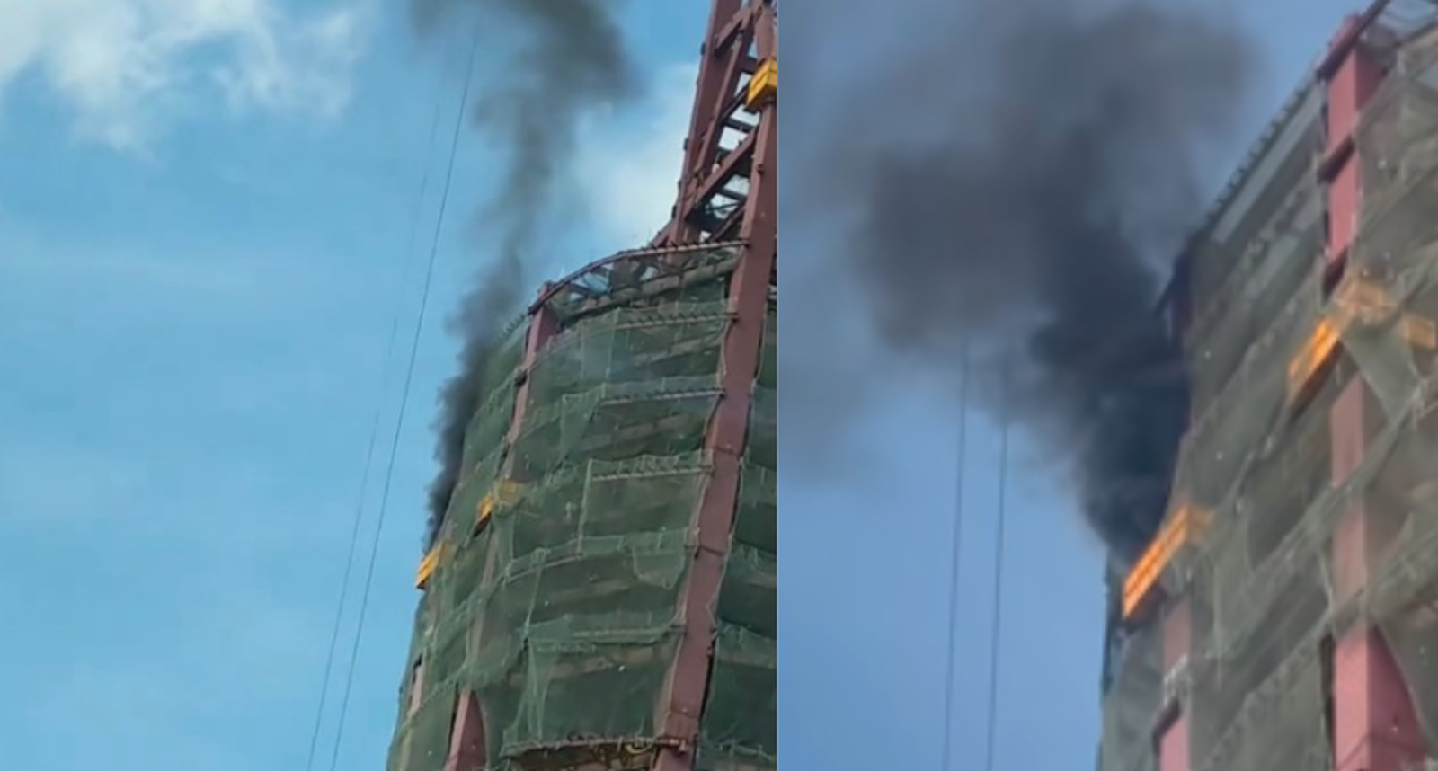 北市雙子星工地又傳火警 頂樓濃煙狂竄畫面曝