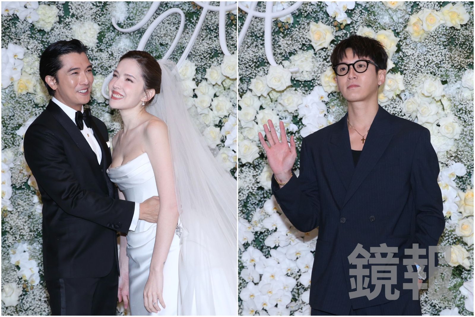 柯震東（右起）出席許瑋甯、邱澤婚禮受到討論。董孟航攝