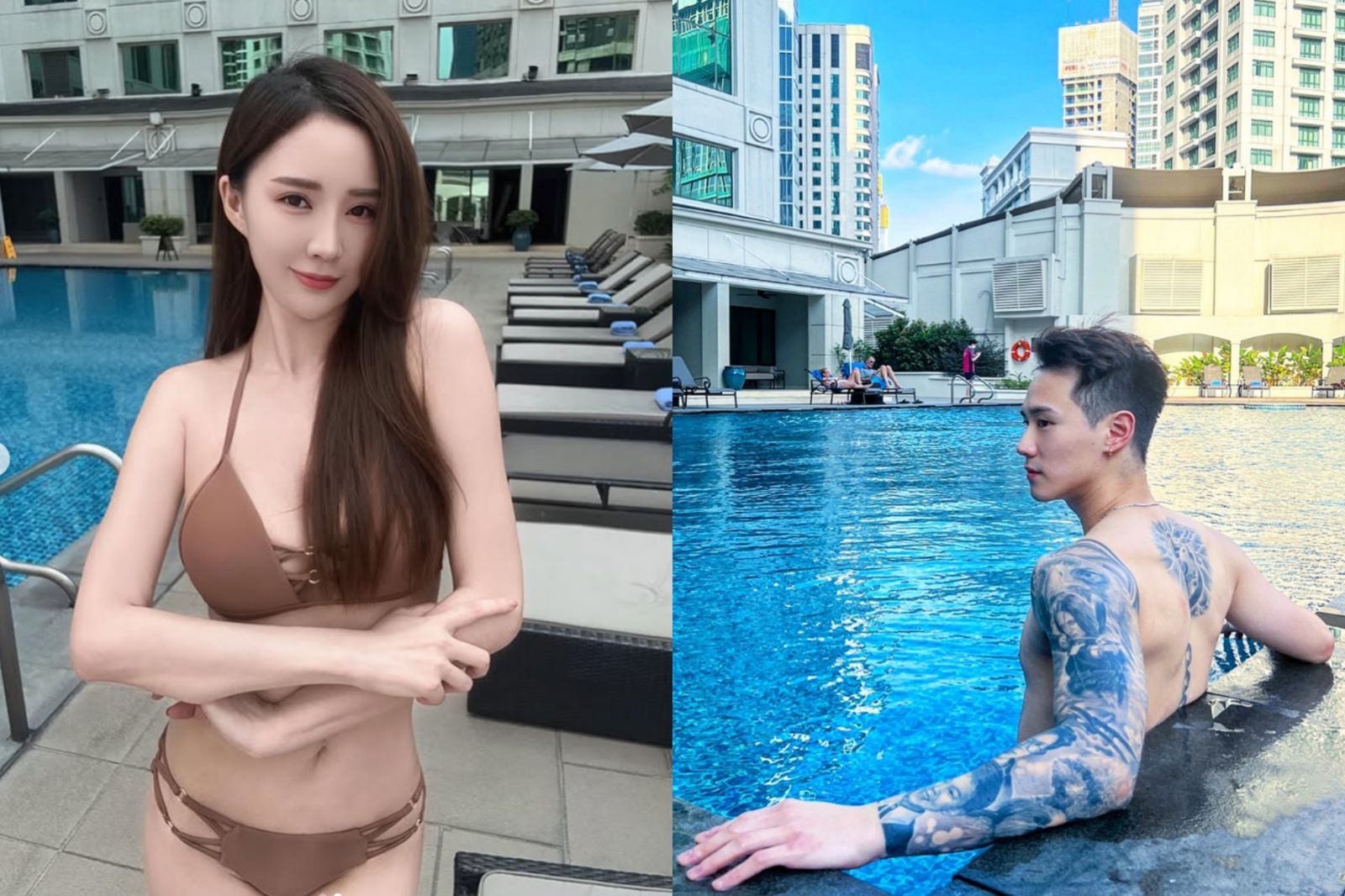 楊博涵(右)與Nancy(左)多次一同飛出國比賽,兩人在下榻飯店泳池的親密合照曾上過媒體,分手後全遭楊博涵刪除。翻攝nancy__hooo、yang_po_han940313 IG