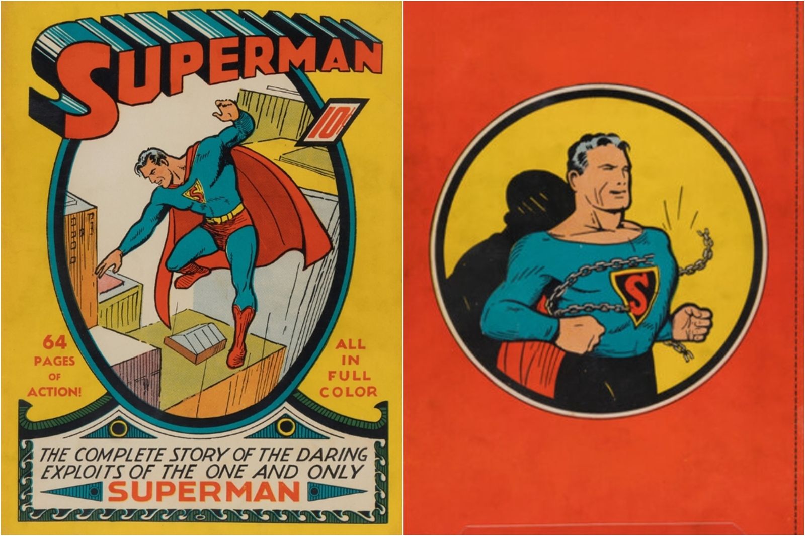 《超人》封底海報(右)被許多漫畫迷撕下收藏。圖/翻攝自海瑞德拍賣官網