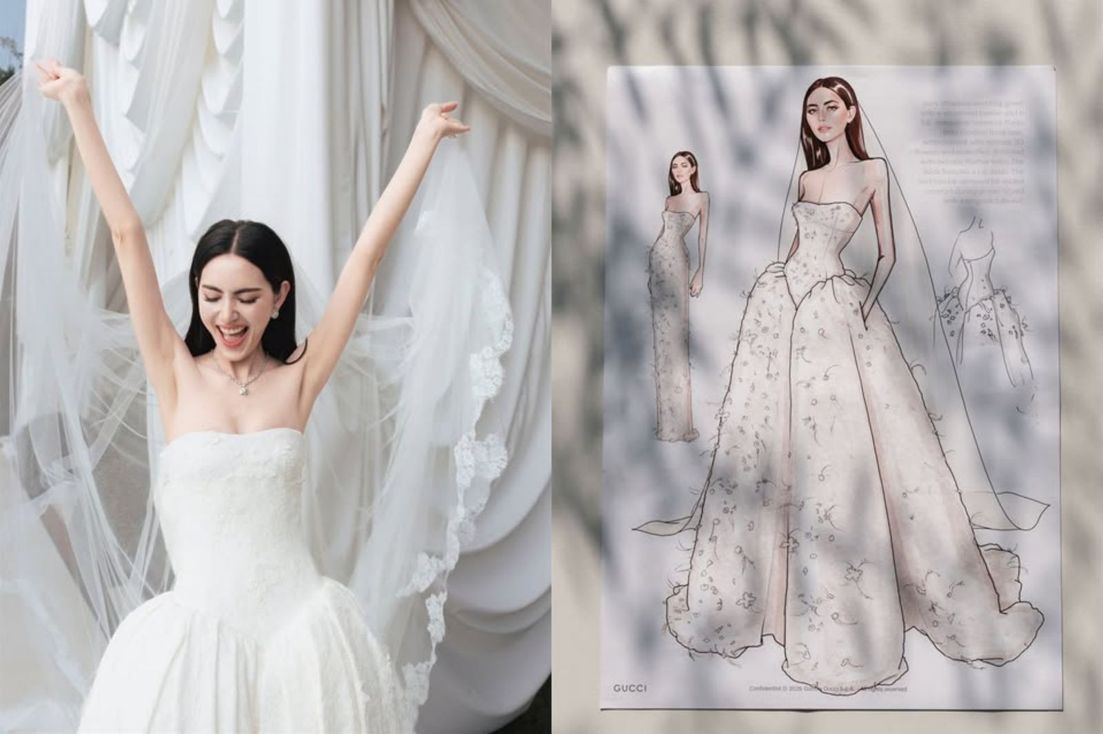 Gucci特別為Mai打造出嫁的婚紗。翻攝IG@davikah