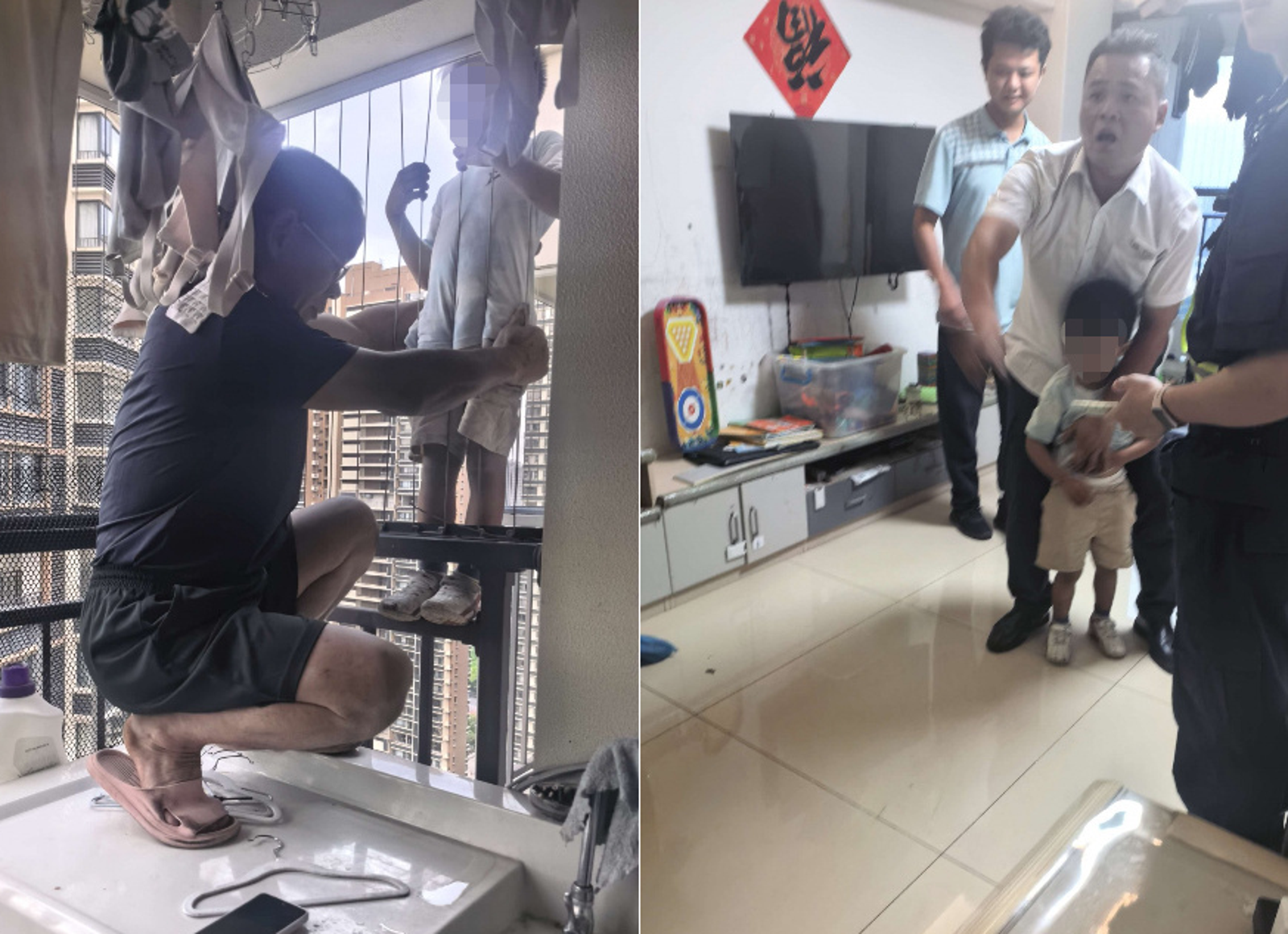 驚悚畫面曝!5歲童爬出38樓防盜網「懸空哭找奶奶」 37樓鄰居死命拽住爆驚魂救援