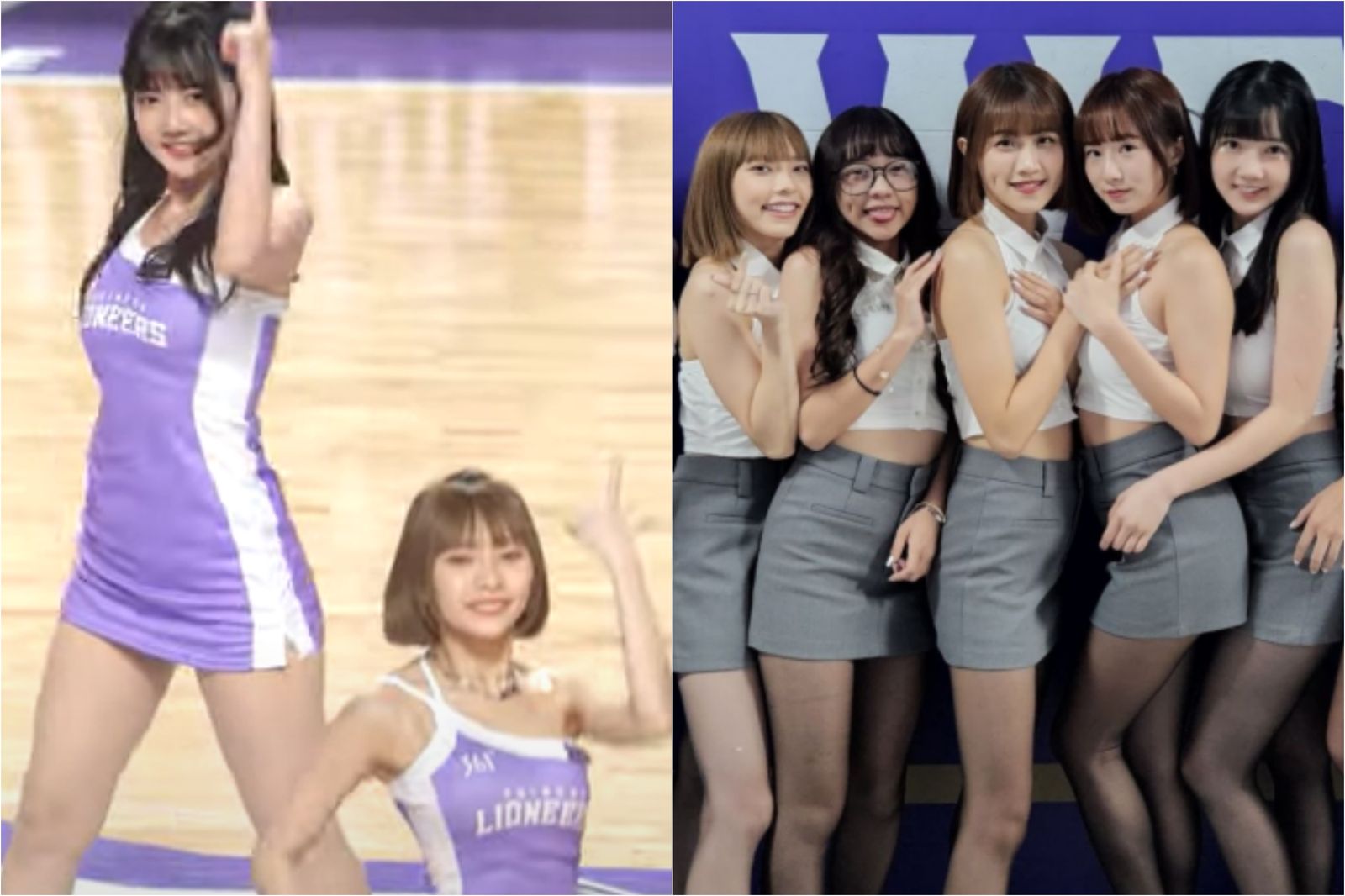 蔡依宸（左圖左及右圖右）、李芷霖（左圖右及右圖左）曾是「慕獅女孩」隊友。翻攝新竹攻城獅籃球臉書