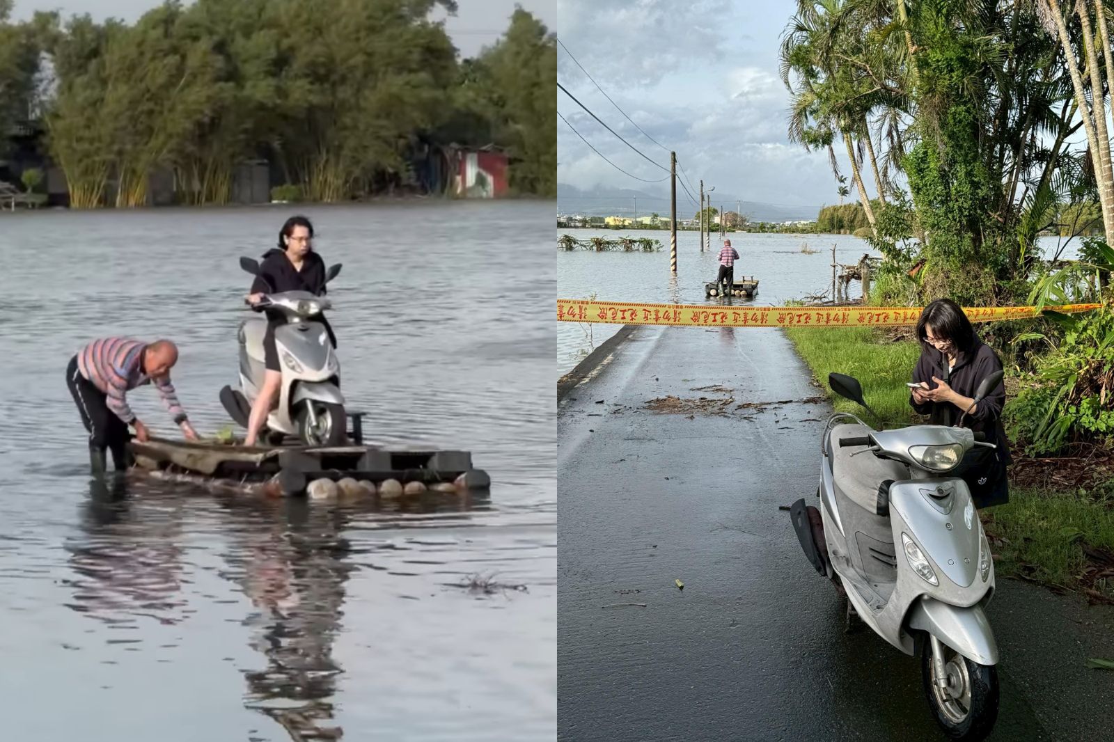 宜蘭護理師「人車乘竹筏」渡洪水上班！同事揭她身分：1照片有3價值
