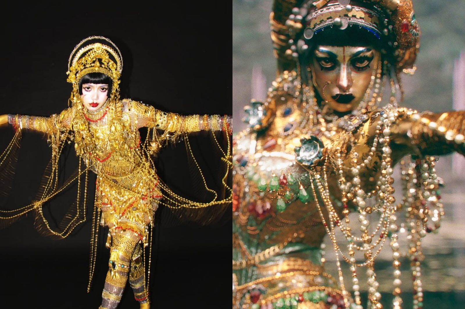 Lisa(左圖)扮成《愛x死x機器人》的吉巴羅。翻攝IG@lalalalisa_m、翻攝X@lovedeathrobots