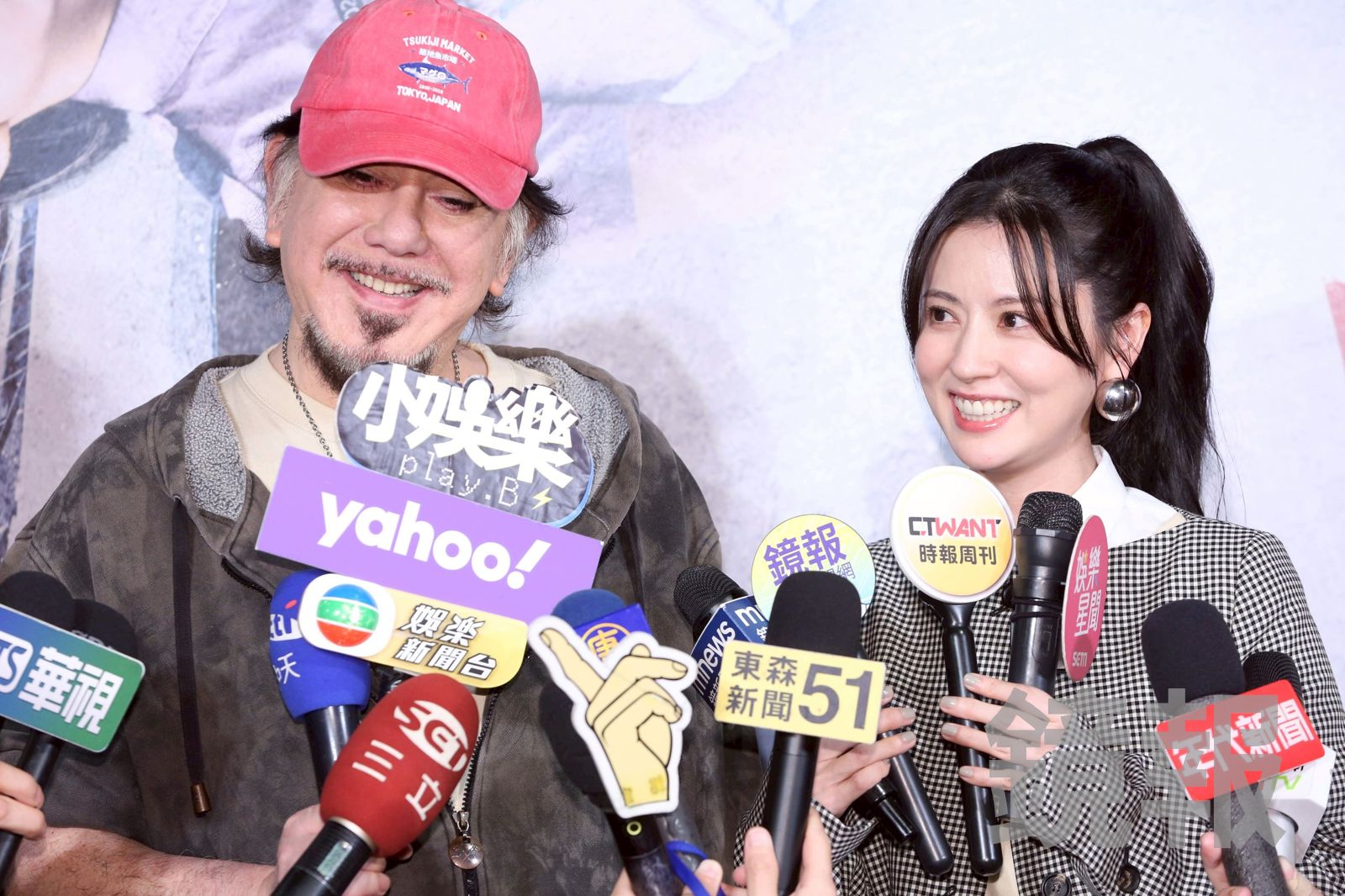 黃秋生因舞台劇取消，現確定會出席金馬獎頒獎典禮，他與《自殺通告》對手戲演員林予晞在首映記者會受訪。李鍾泉攝