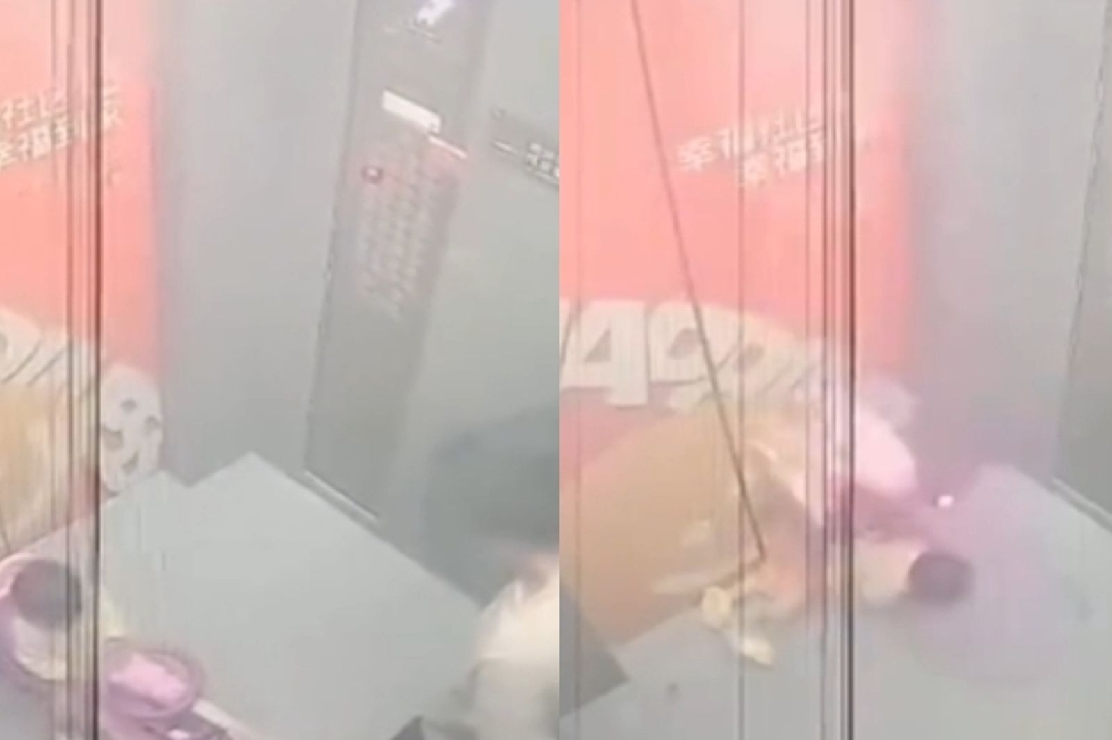 家長牽繩遛娃！孩童卡電梯內遭拉扯　「空中翻1圈」重摔地面