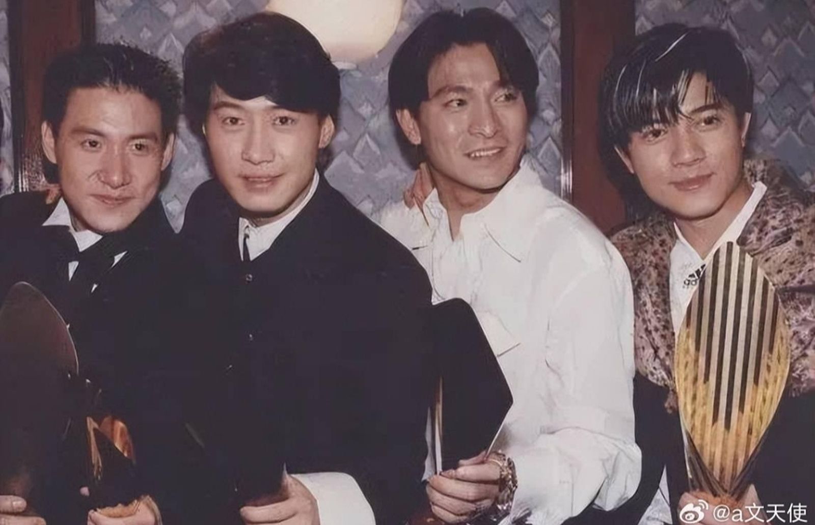 「香港四大天王」包含張學友（左起）、黎明、劉德華及郭富城。翻攝a文天使微博
