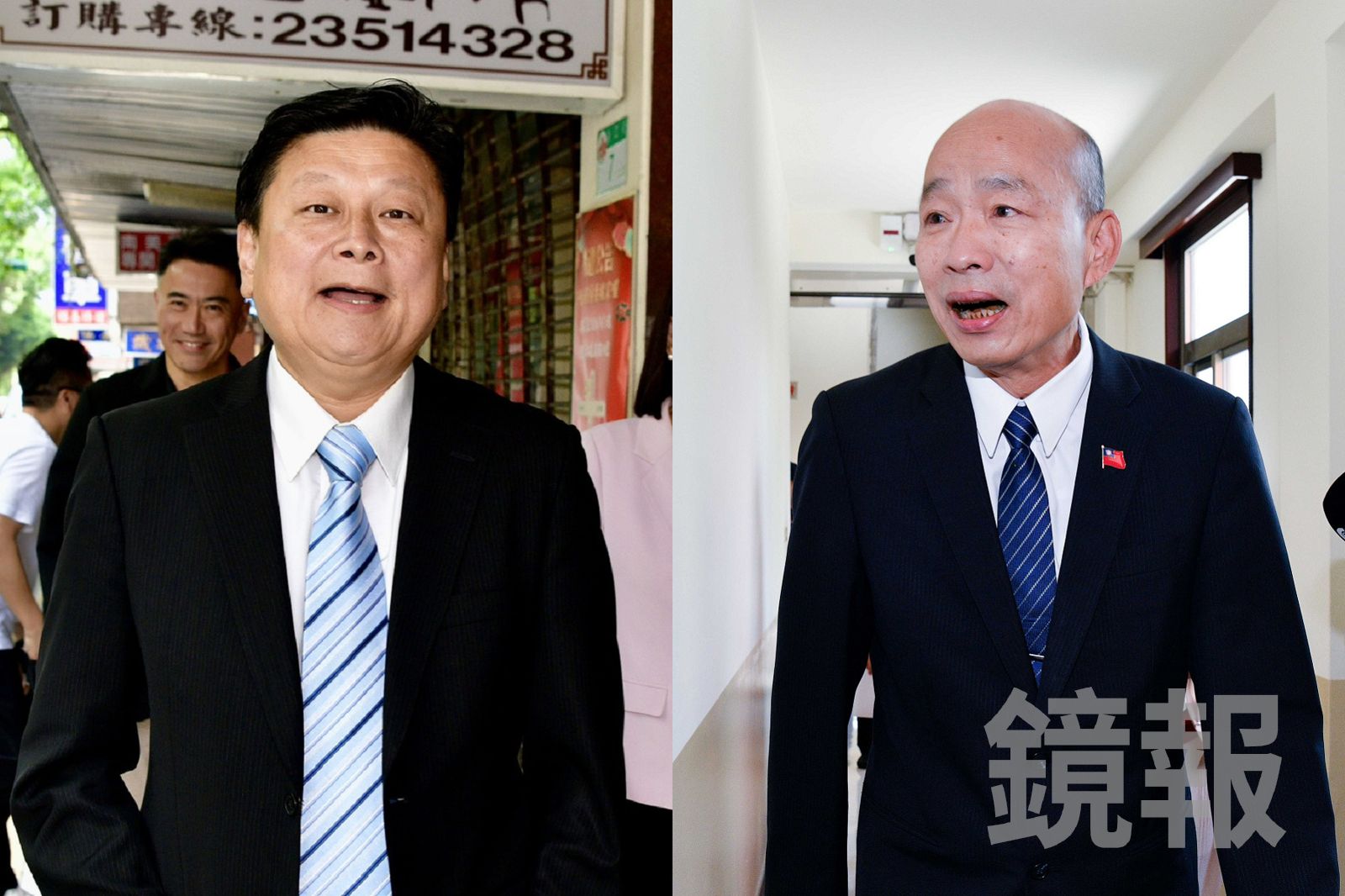 立法院長韓國瑜(右)不滿國民黨團總召傅崐萁(左)缺席朝野協商,當場開砲。鄒保祥、李智為攝