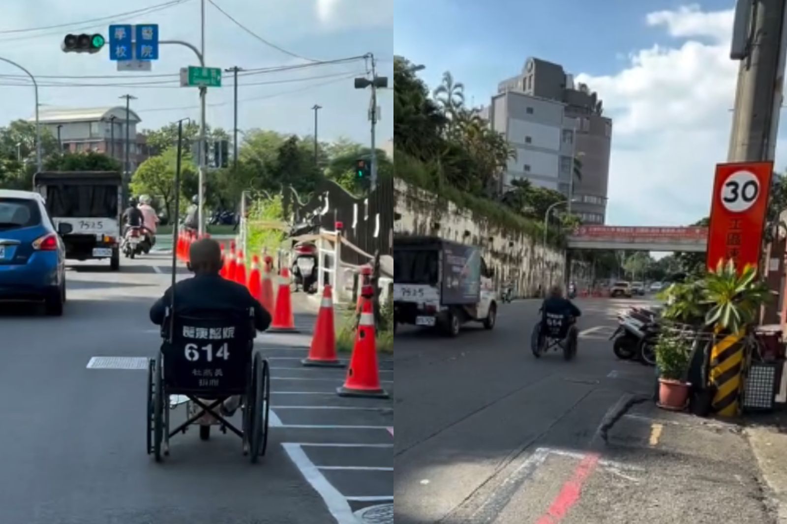 高雄老翁疑改裝輪椅!在施工區狂飆車 網嘲:正值闖的年紀