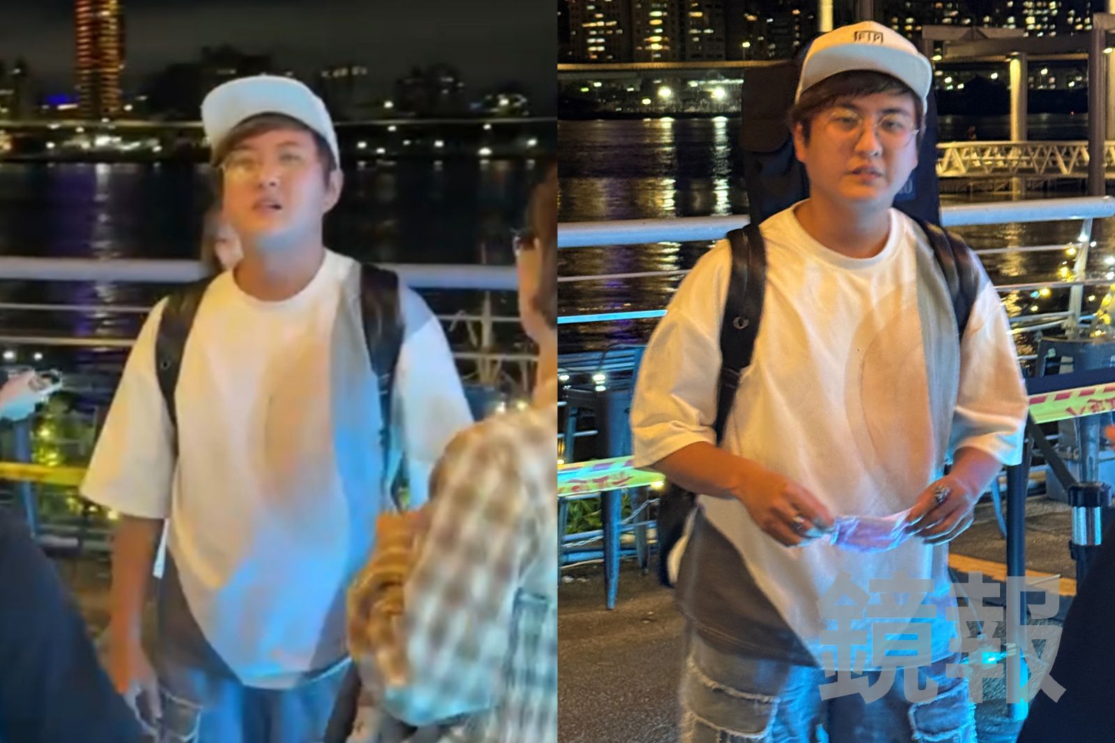 黃靖倫日前帶妻小到大稻埕看煙火，雖身材略顯福態，仍被讀者一眼認出。讀者提供