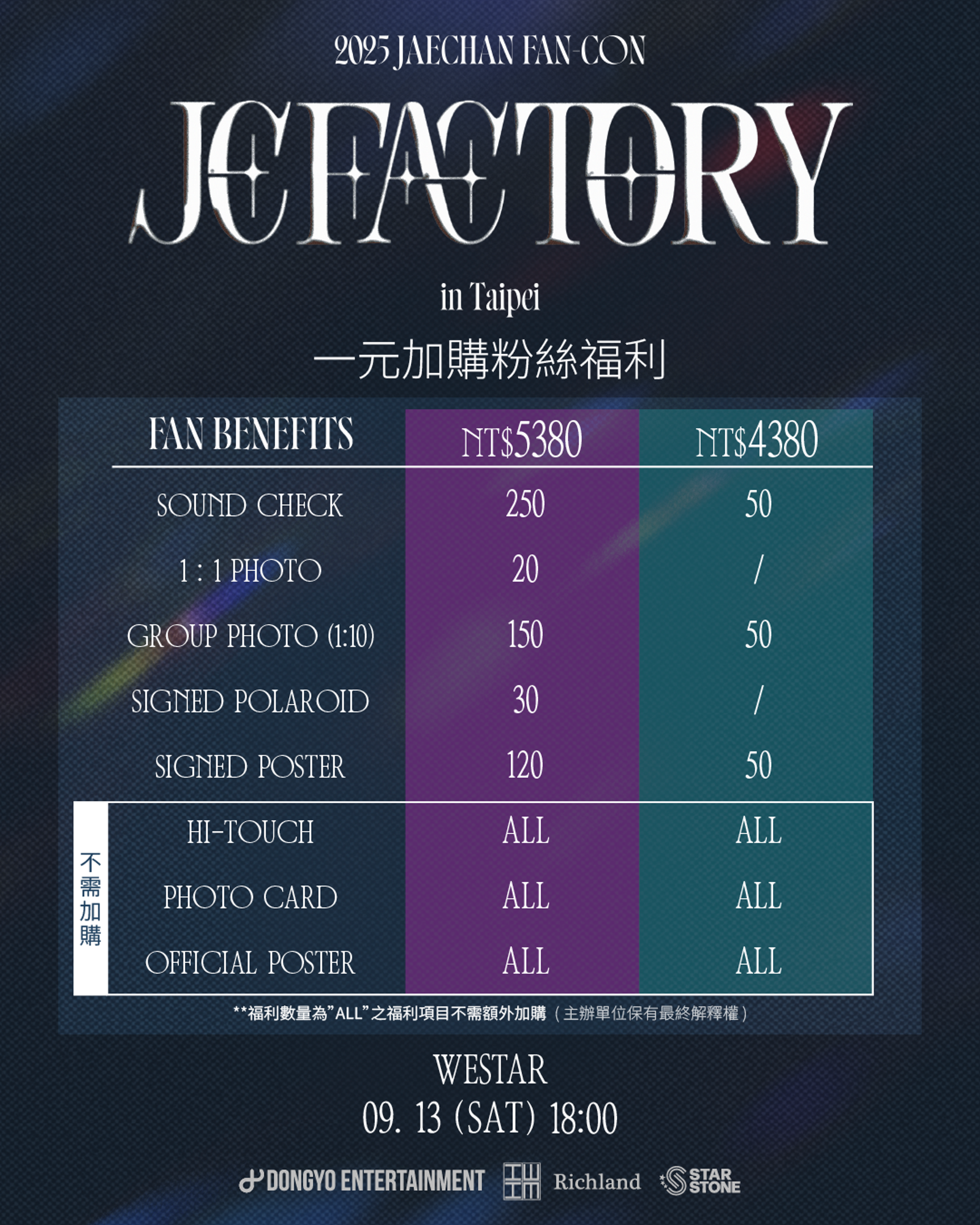 JCFACTORY台北場福利圖。瑞田文創提供