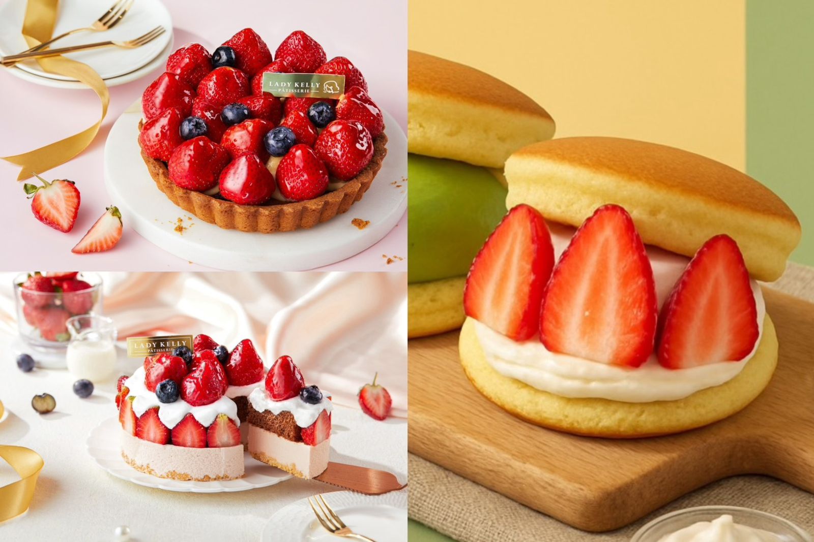 草莓控一見就愛！草莓堆成小山、整圈環繞蛋糕，爆餡舒芙蕾超療癒