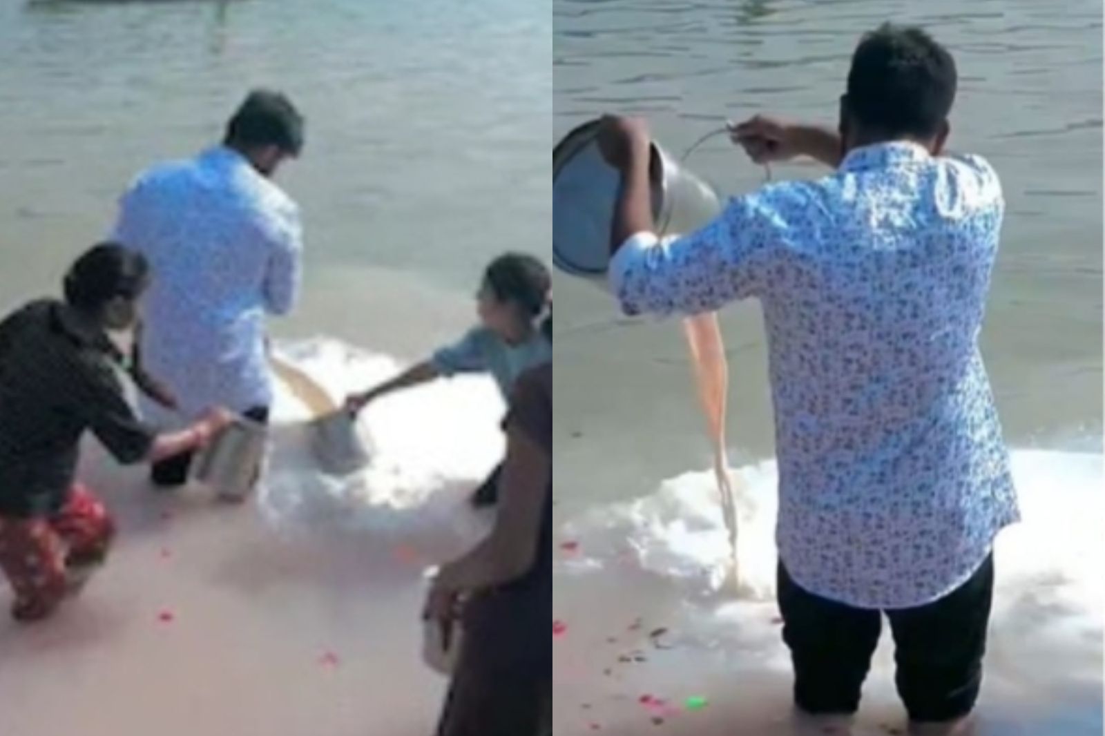 牛奶整罐倒恆河！「餓童伸手乞食」遭無視...揭印度象徵純潔古老儀式