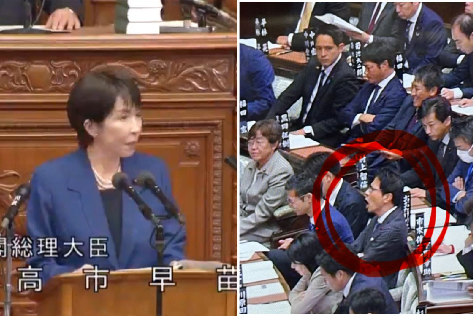 高市早苗演說遭議員咆哮　網見本尊外型大驚：日版國昌是你？