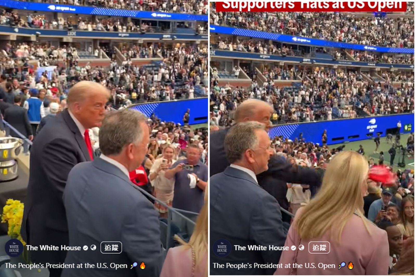 川普出席美網！秒變偶像簽帽大會　有人罵他「來亂」噓爆