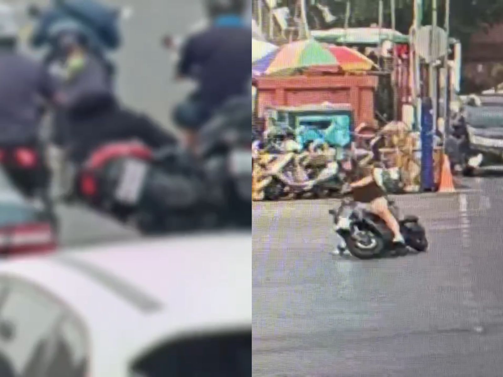 北市承德路突現油漬!7機車接連打滑摔車 監視器拍下摔倒瞬間