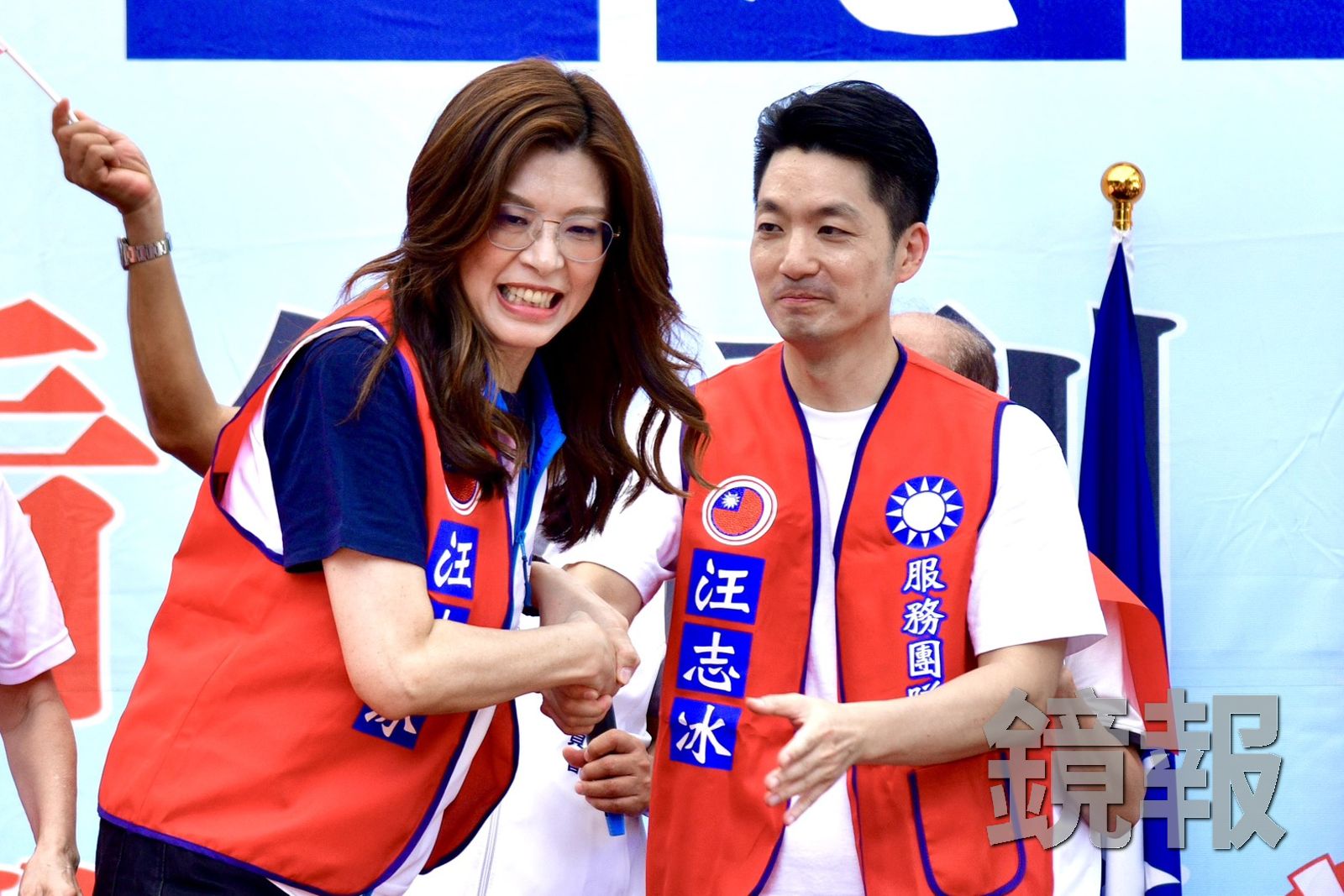 國民黨主席鄭麗文、台北市長蔣萬安今(18日)共同出席台北市議員參選人汪志冰競選總部成立大會。攝影李智為