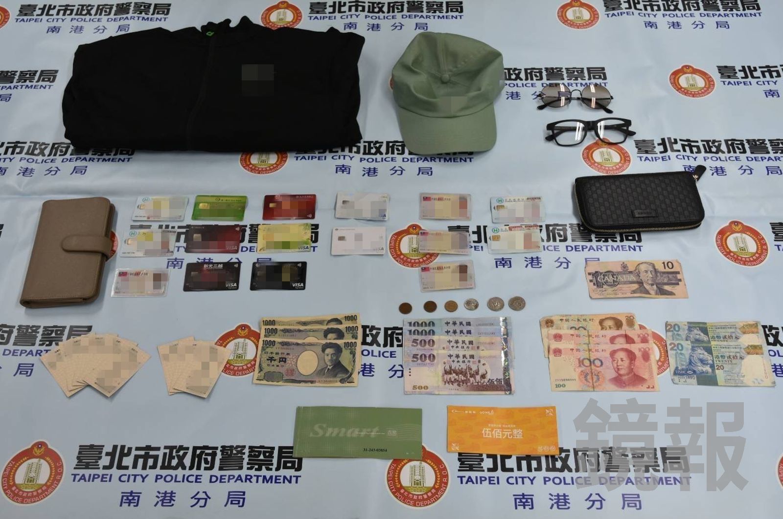 楊男身上搜出少數現金與他人證件。翻攝畫面